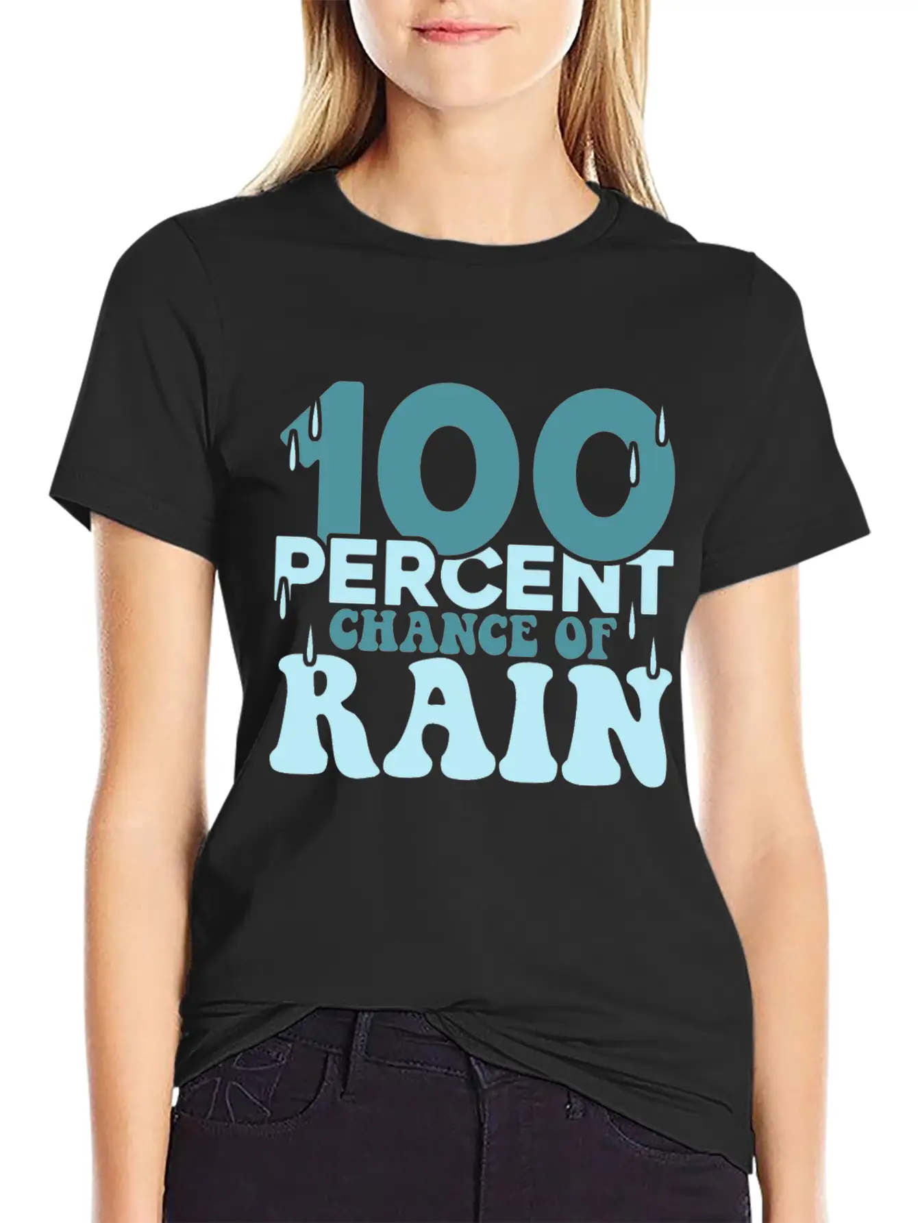 100 Percent Chance Of Rain Funny Quote Gift Comfortable Minimalist Graphic Tee – Summer Style Essential