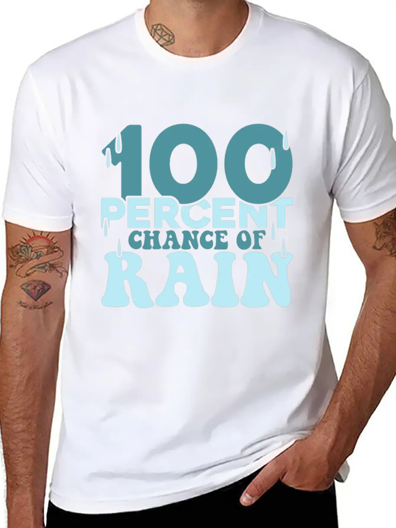 100 Percent Chance Of Rain Funny Quote Gift Comfortable Minimalist Graphic Tee – Summer Style Essential