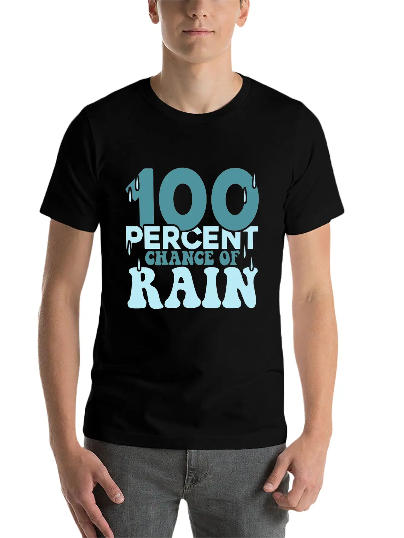 100 Percent Chance Of Rain Funny Quote Gift Comfortable Minimalist Graphic Tee – Summer Style Essential