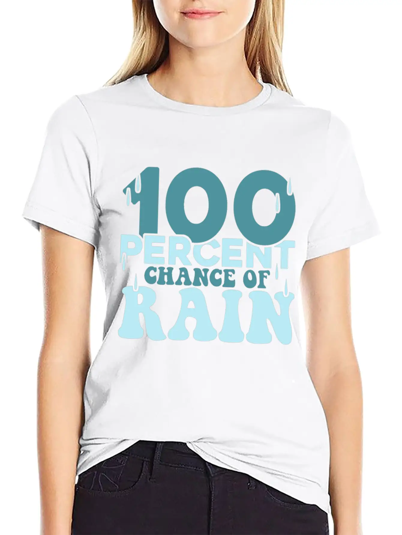 100 Percent Chance Of Rain Funny Quote Gift Comfortable Minimalist Graphic Tee – Summer Style Essential
