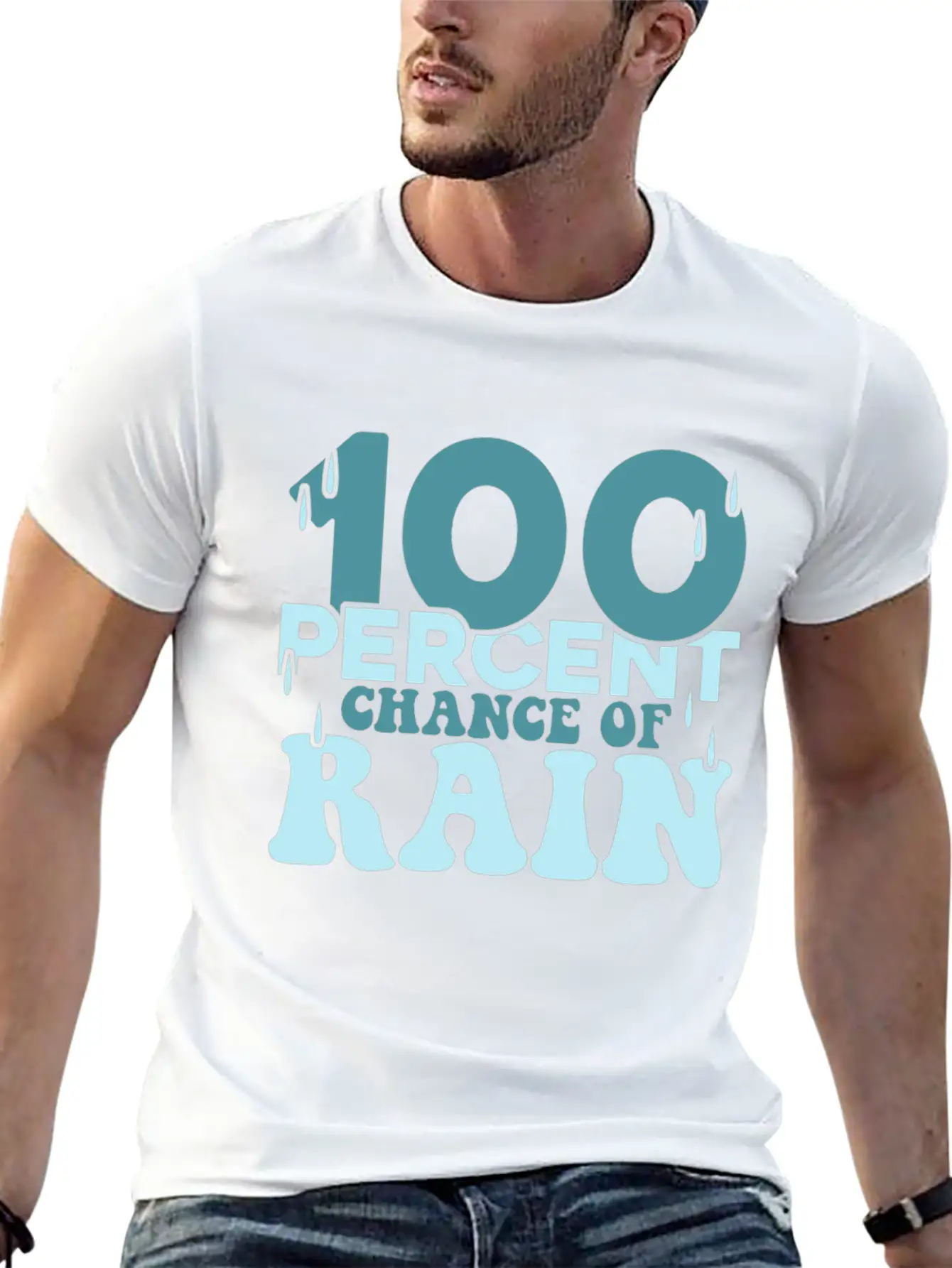 100 Percent Chance Of Rain Funny Quote Gift Comfortable Minimalist Graphic Tee – Summer Style Essential