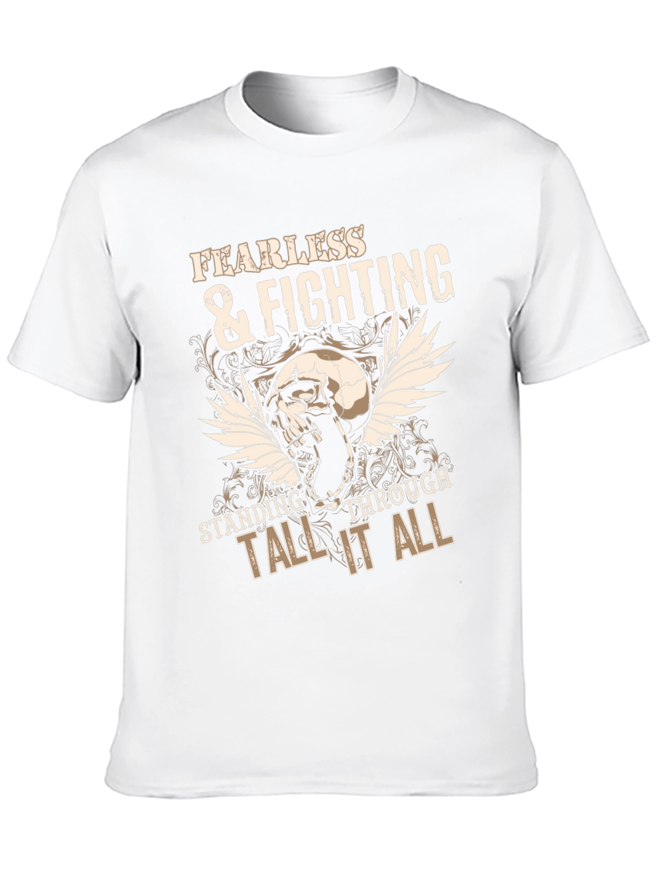 Fearless & Fighting Skull Graphic Tee - Black