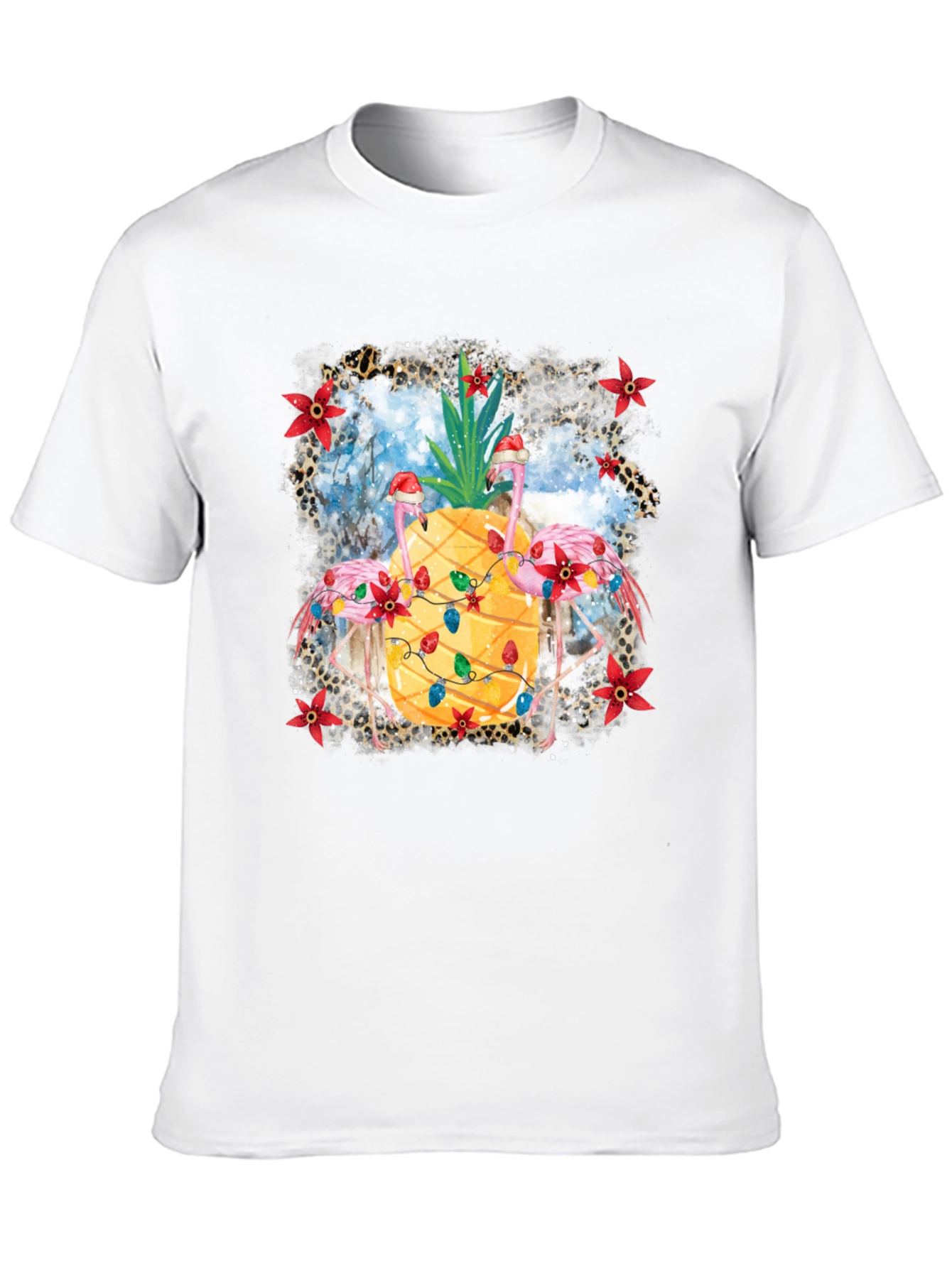 Tropical Christmas Flamingo Pineapple T-Shirt