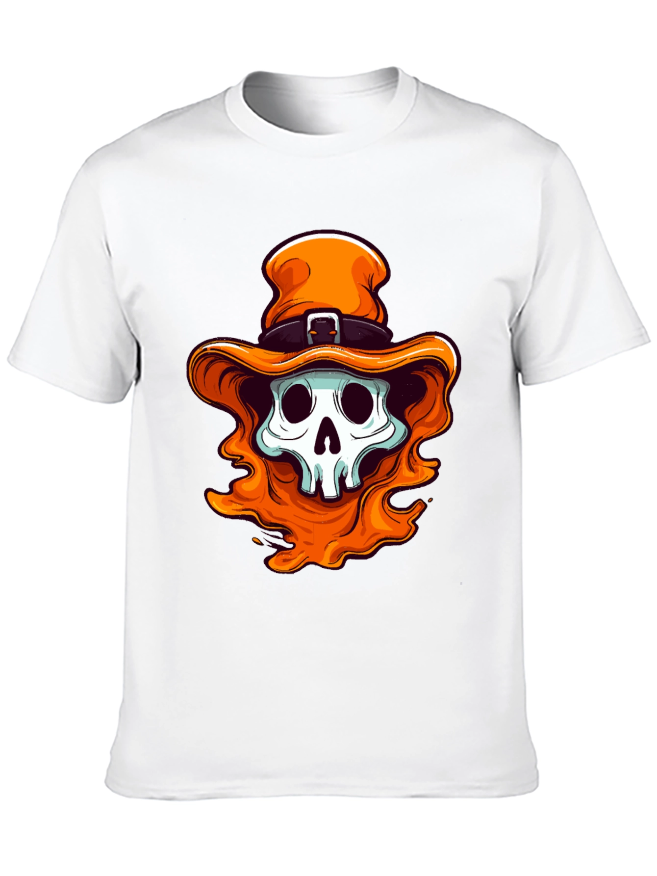 Skull with Orange Hat Graphic Tee