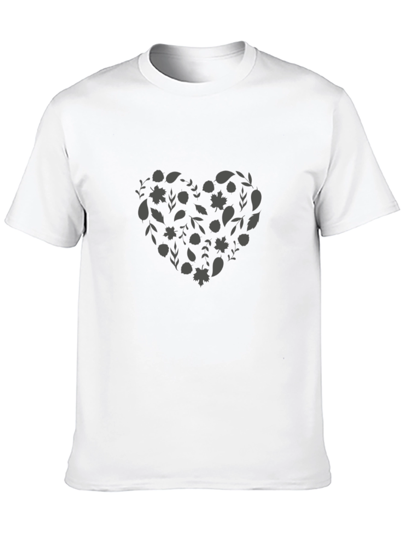 Black T-Shirt with Floral Heart Design