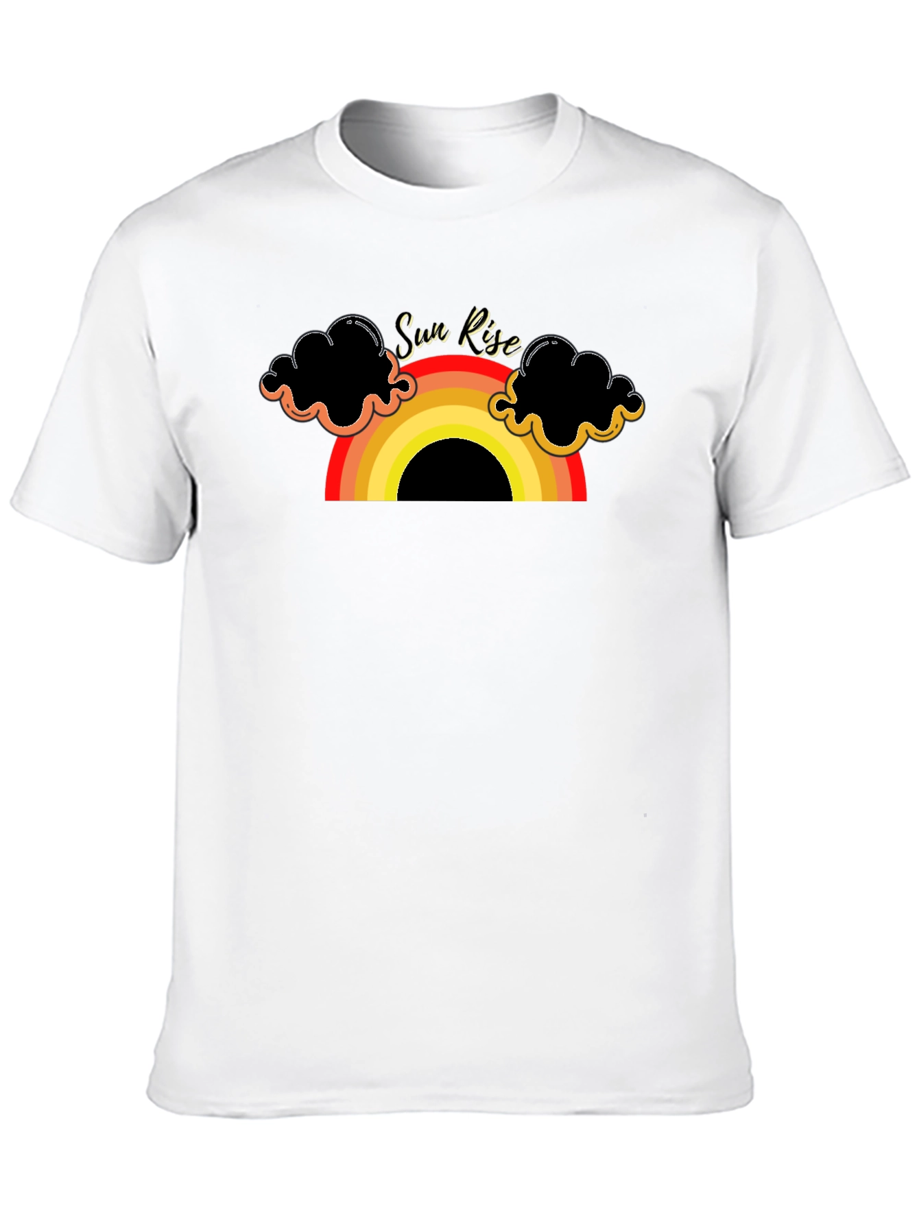Sunrise Rainbow Graphic Tee - Black Cotton T-Shirt