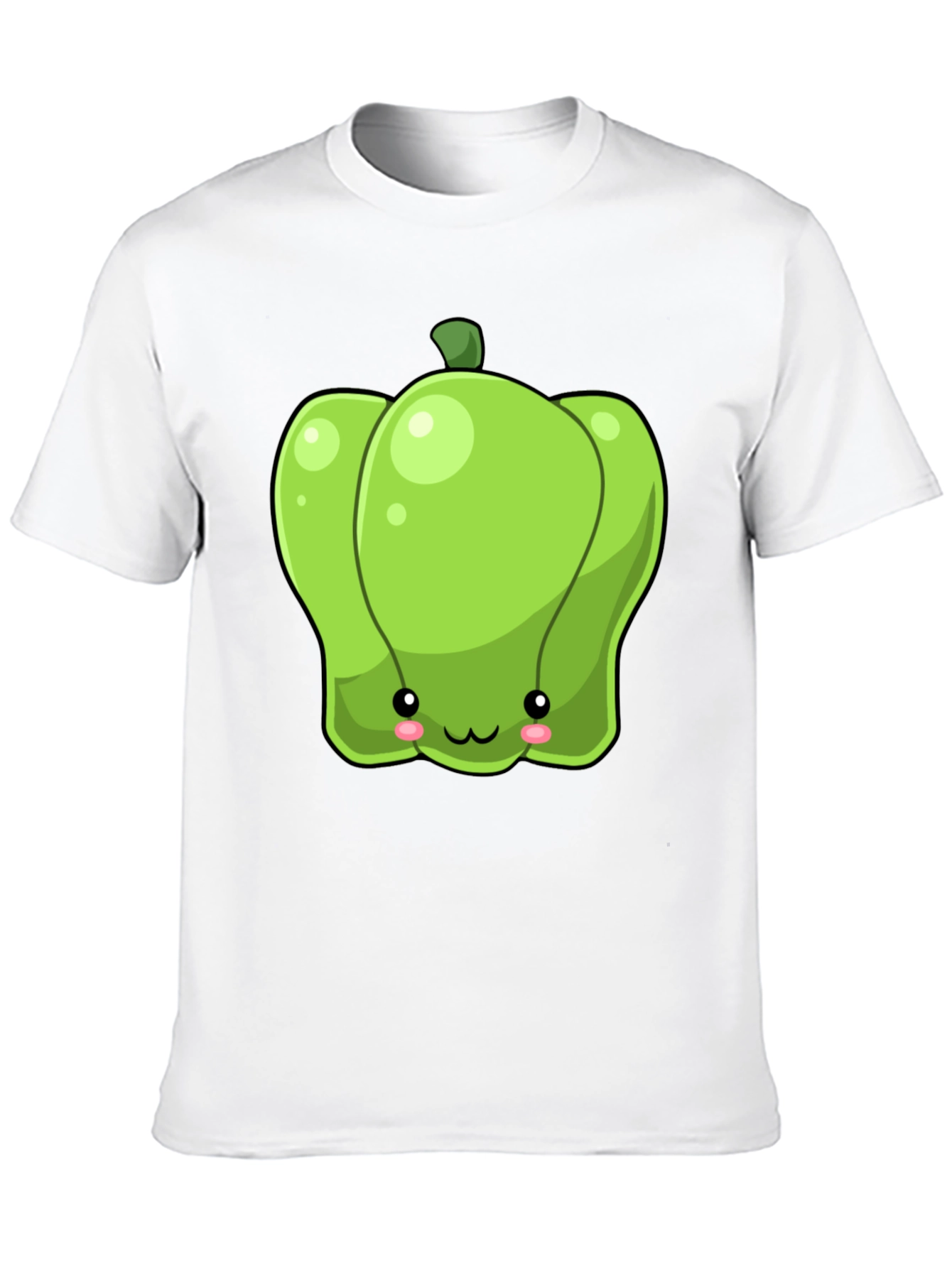 Kawaii Green Pepper Graphic Tee - Unisex Cotton T-Shirt