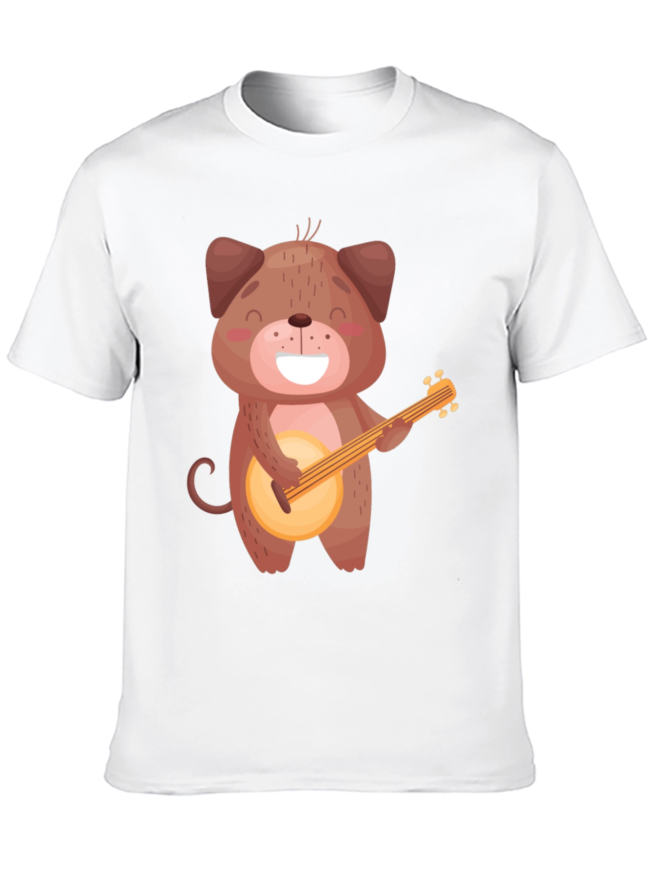 Dog Playing Banjo T-Shirt - Black Cotton Tee