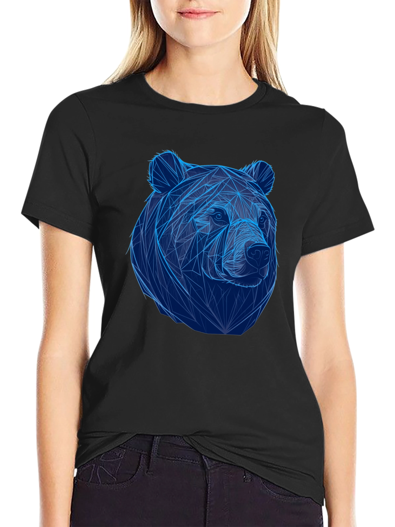 Geometric Bear Graphic Tee - Cool Animal Design