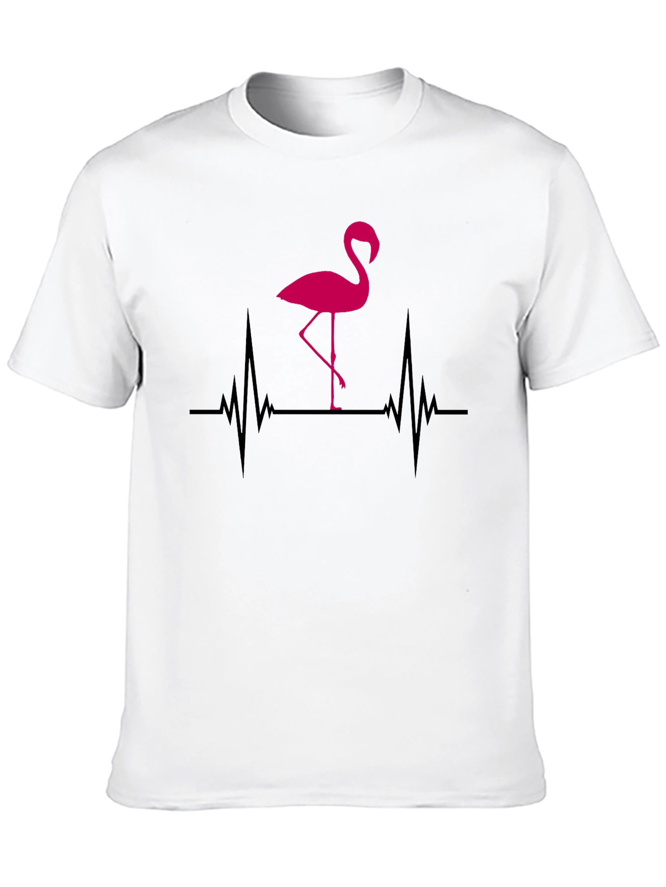 Flamingo Heartbeat Graphic T-Shirt - Black