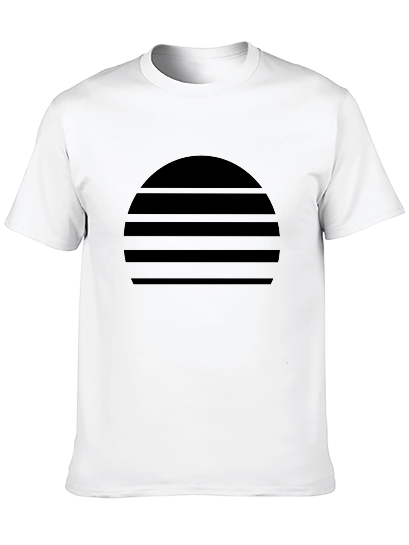 Retro Sunset Striped Graphic Tee - Black