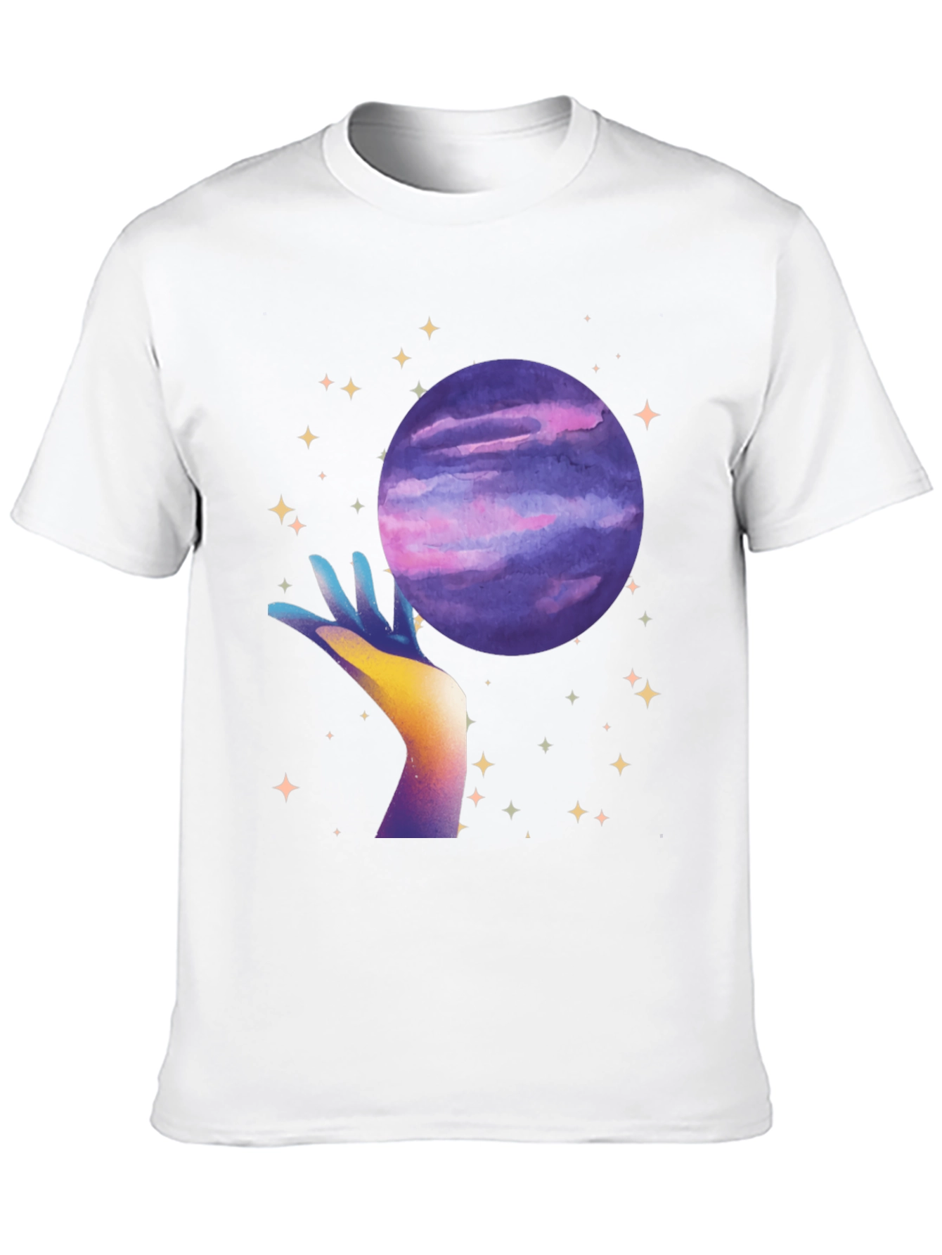 Celestial Hand Holding Planet Graphic T-Shirt