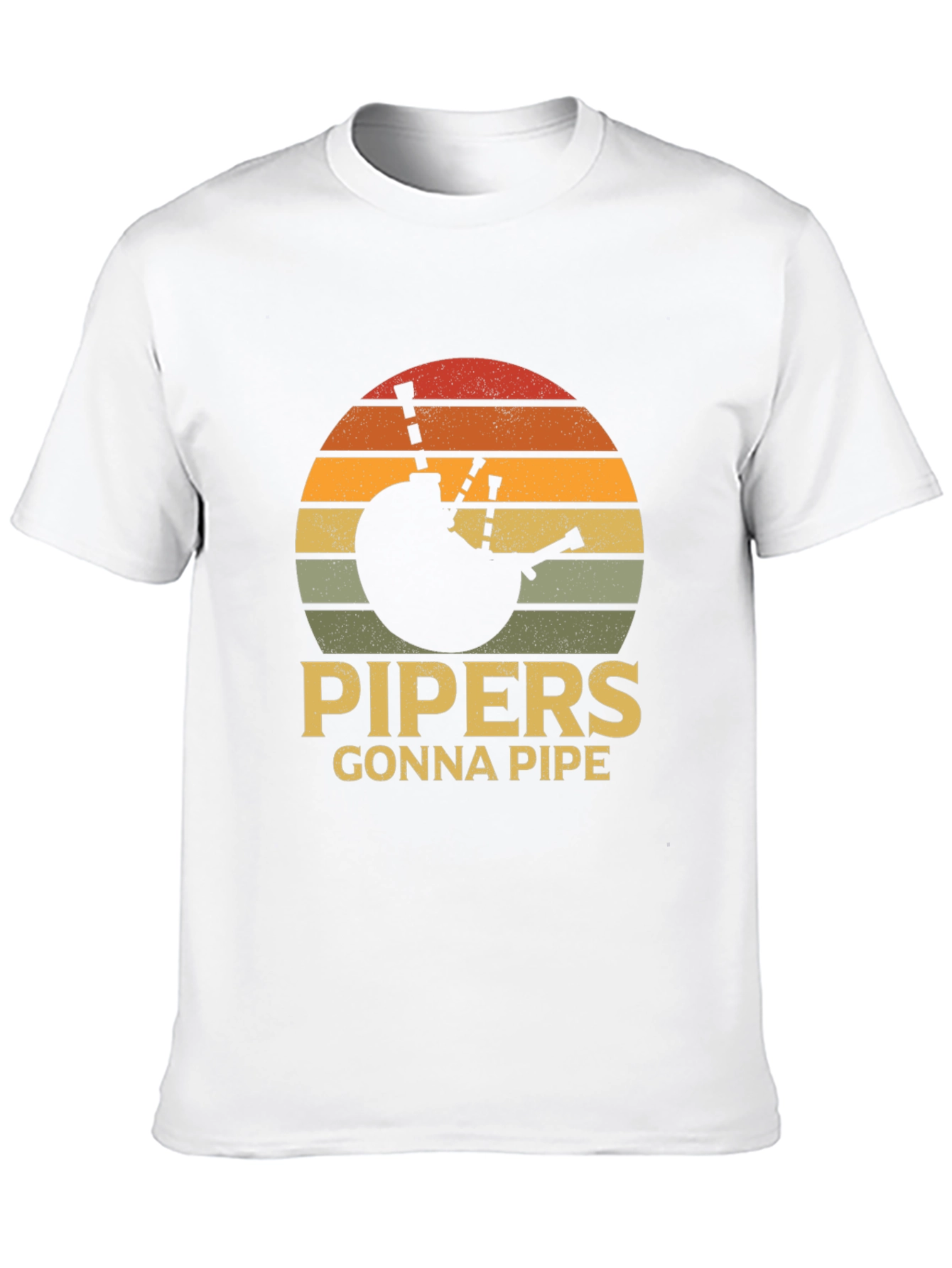 Pipers Gonna Pipe T-Shirt - Retro Sunset Bagpipes