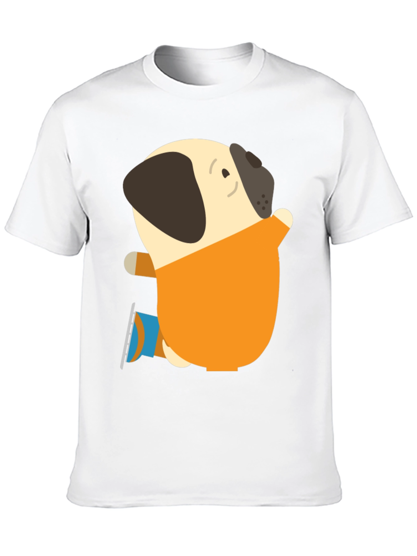 Pug on Ice Skates Graphic T-Shirt