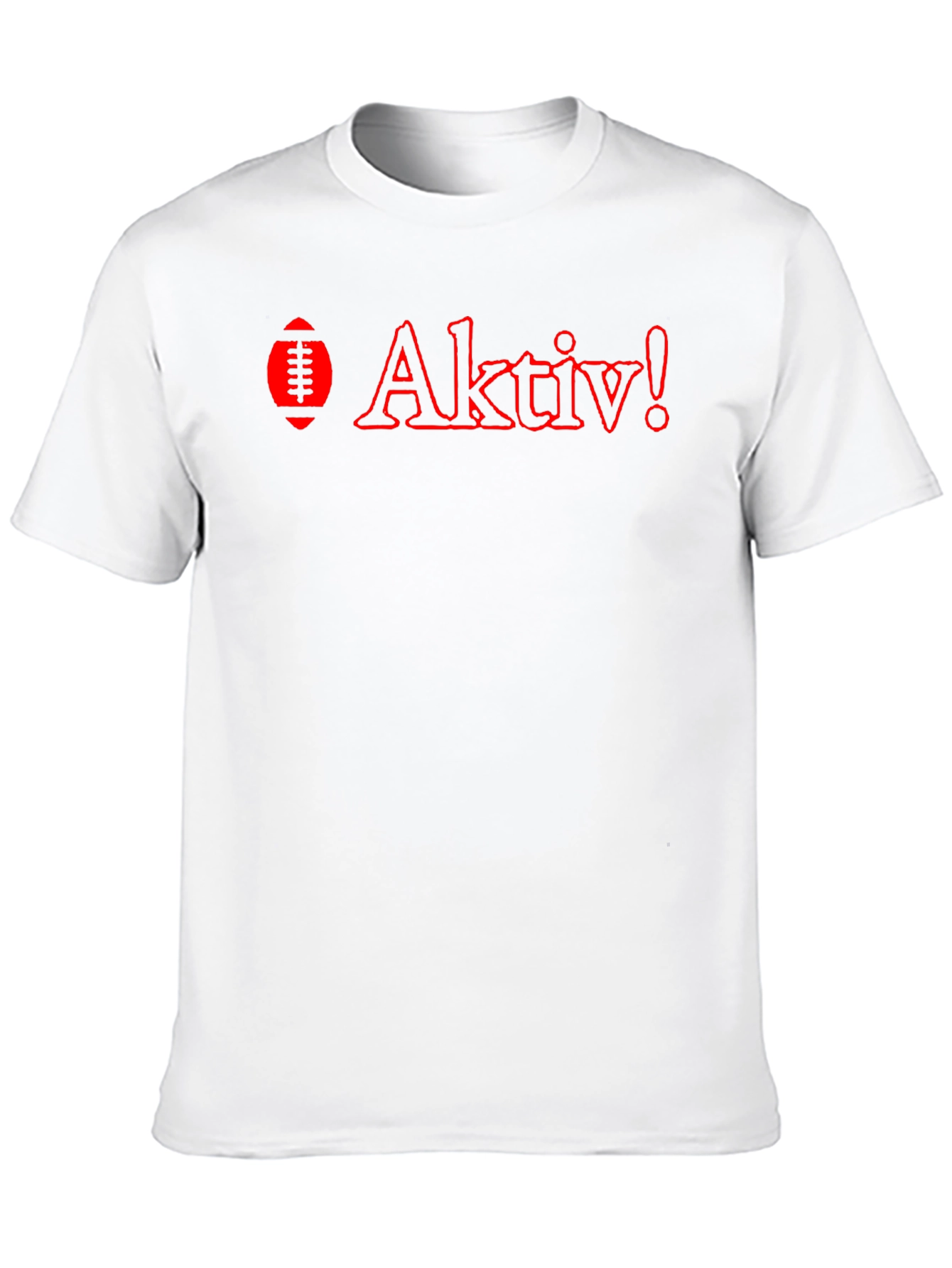 Aktiv! Black T-Shirt with Red Football Design