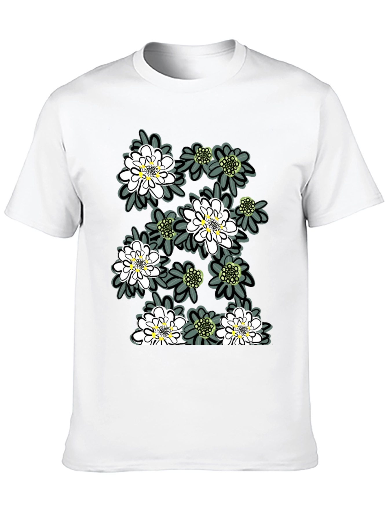 Floral Print Tee - Trendy Black Cotton T-Shirt