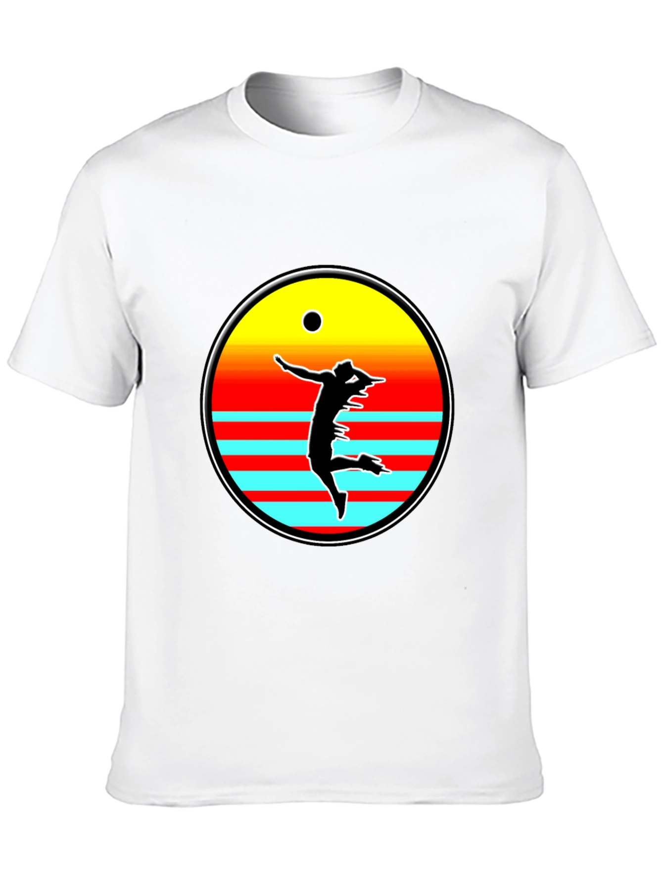 Retro Sunset Volleyball Player Graphic Tee