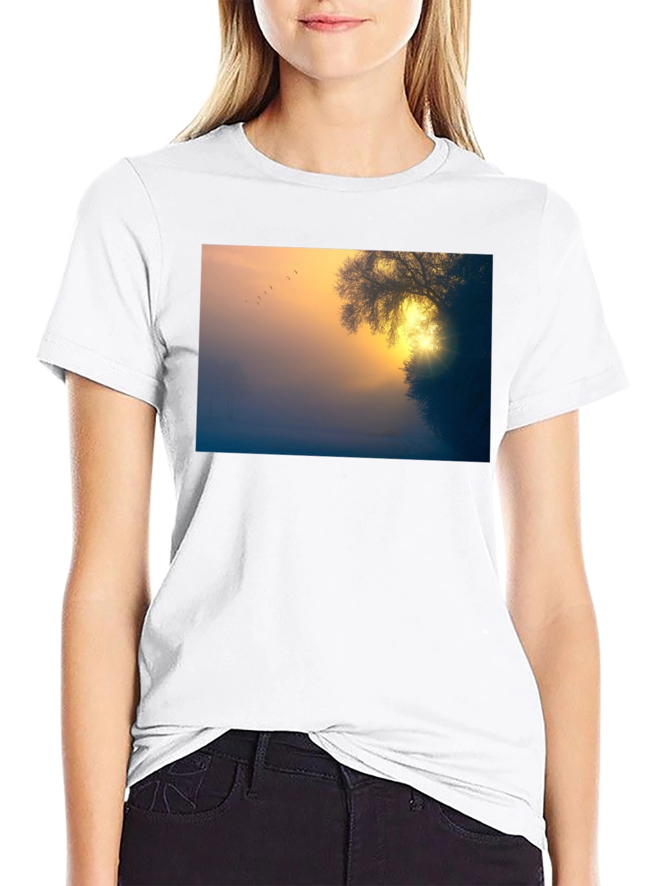 Sunrise Silhouette T-Shirt - Nature Inspired Tee