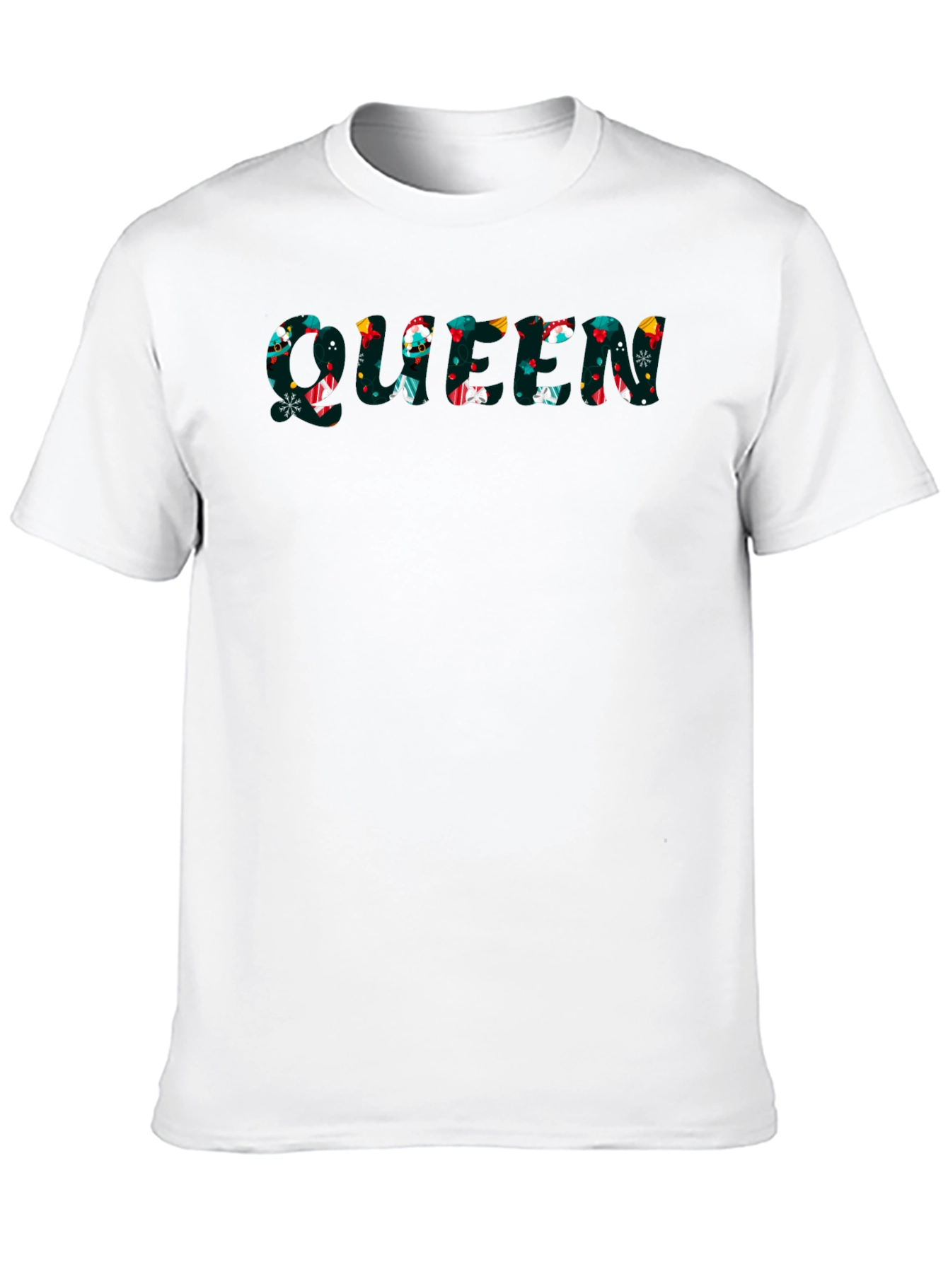 Queen Christmas Pattern Black T-Shirt