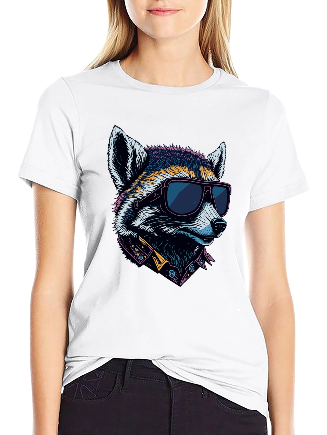 Cool Raccoon Graphic Tee - Black