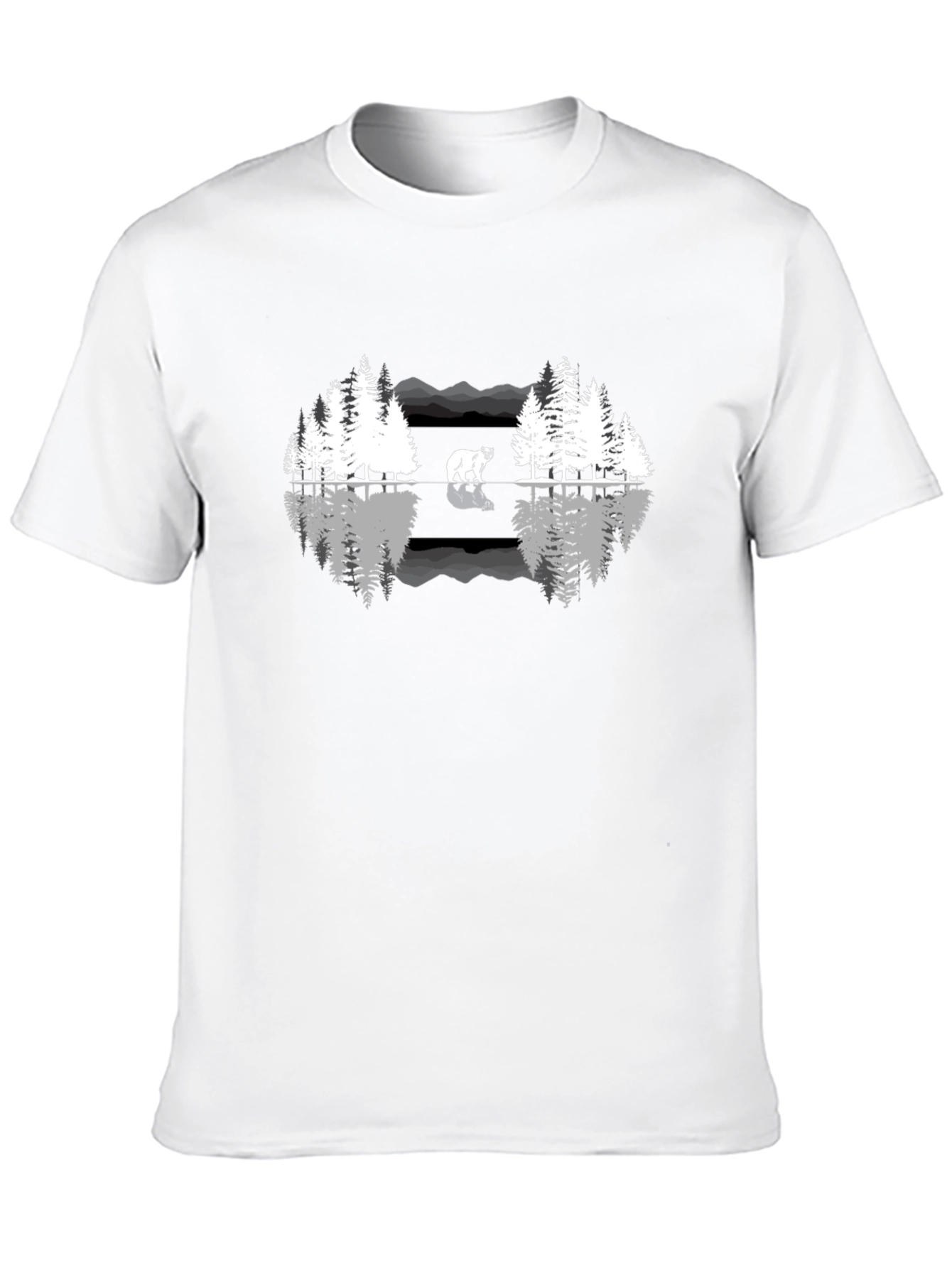 Nature Bear Reflection Graphic Tee - Black