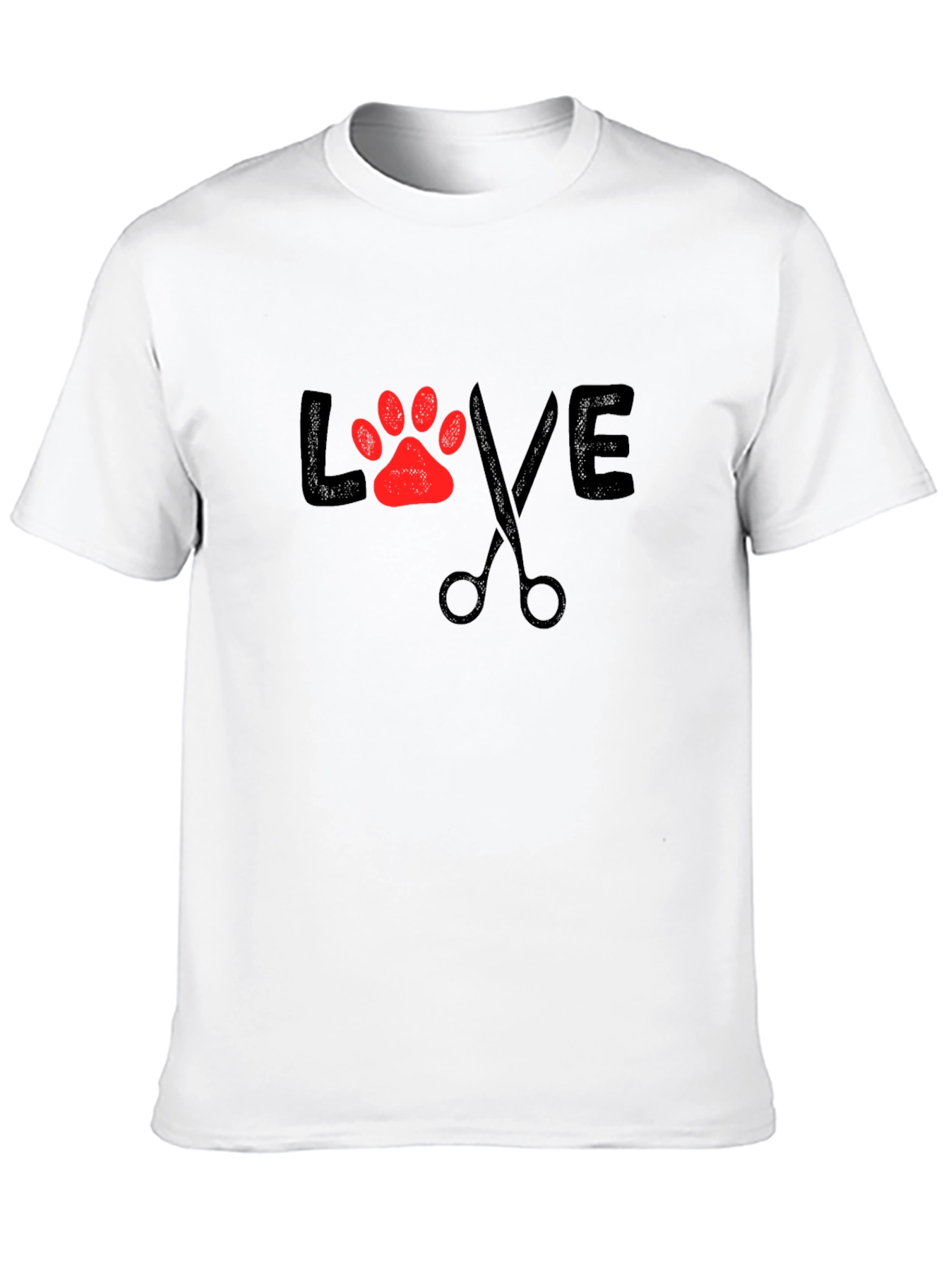 Love Grooming Black T-Shirt Paw Print Scissors