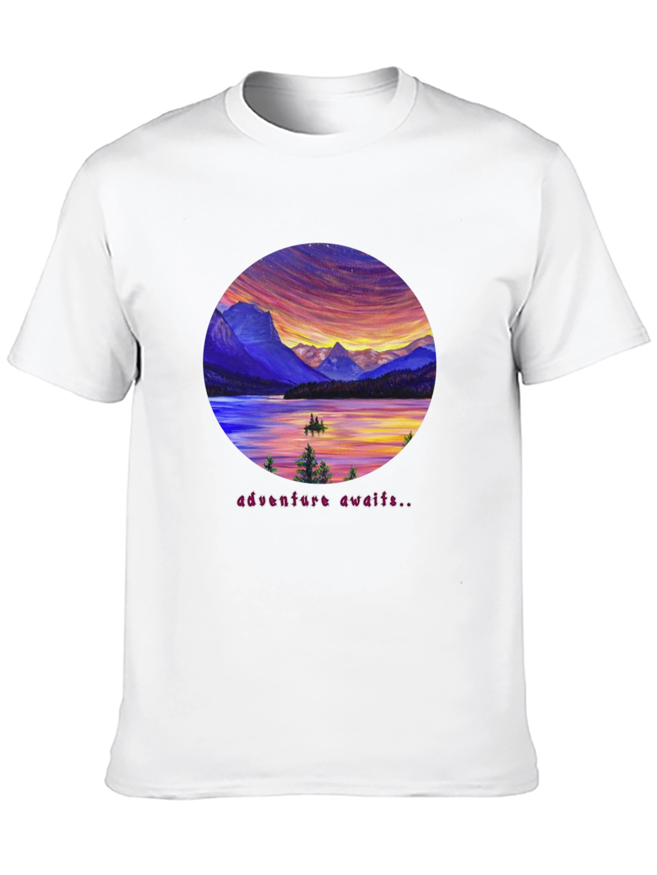 Adventure Awaits Graphic Tee - Lake & Mountain Design