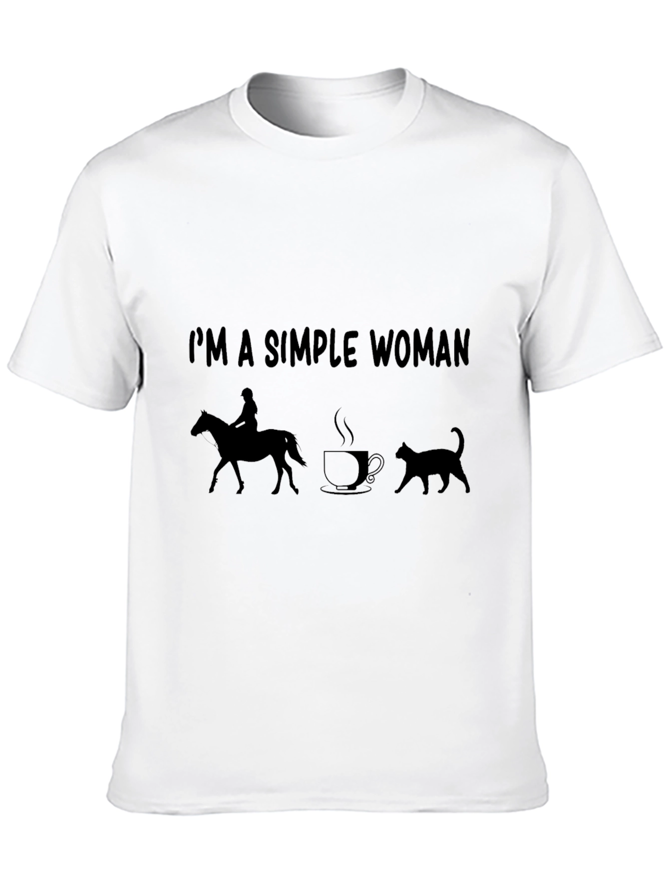 Simple Woman Horse Coffee Cat T-Shirt