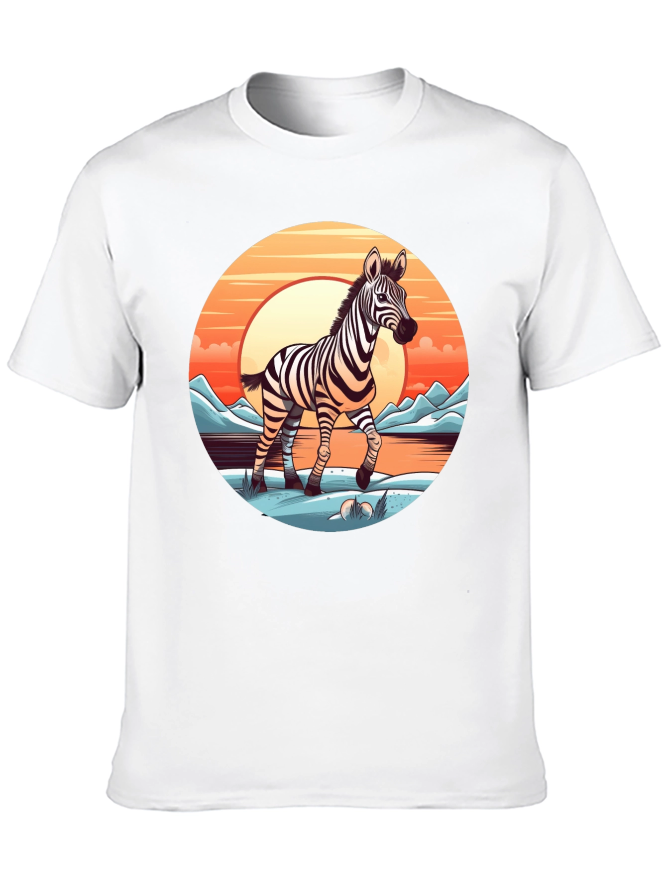 Zebra Sunset Graphic Tee - Black Cotton Comfort