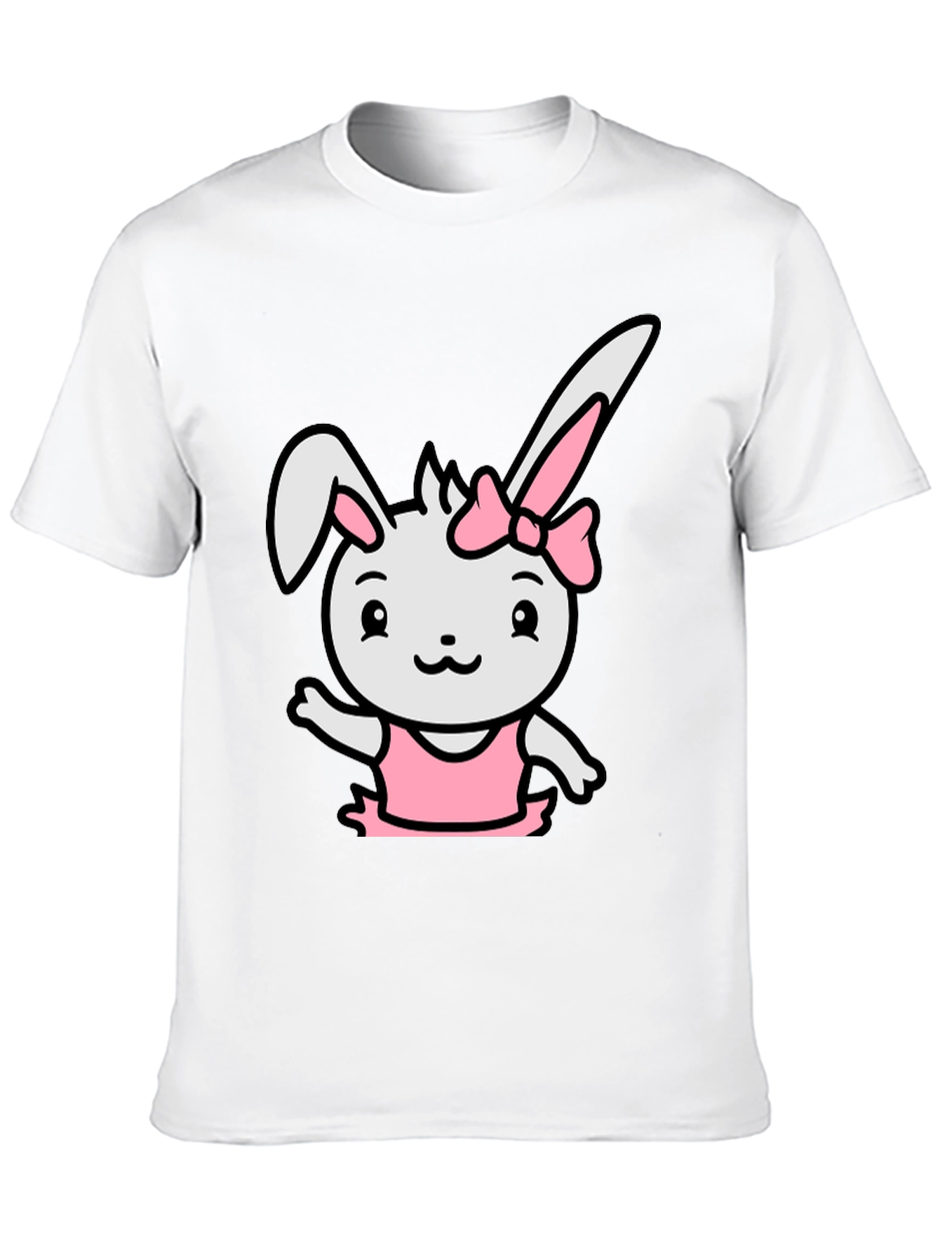 Cute Bunny Ballerina Black T-Shirt
