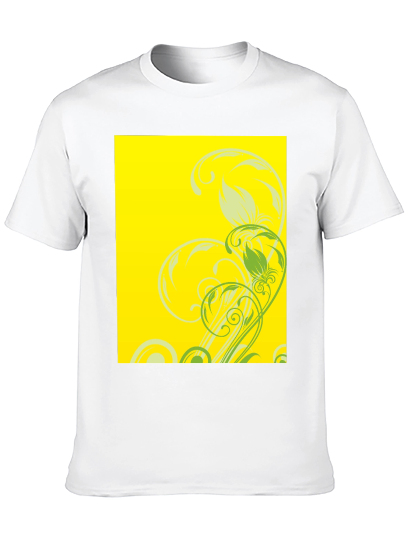 Black Tee with Floral Yellow Graphic Print