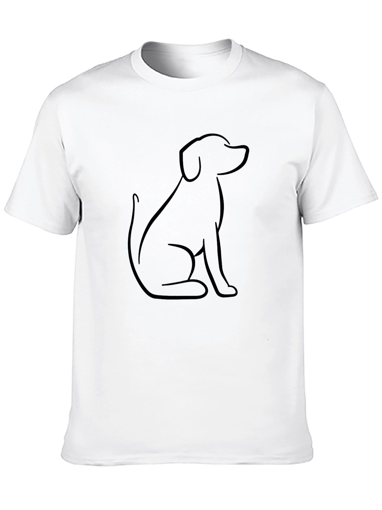 Minimalist Dog Outline Black T-Shirt