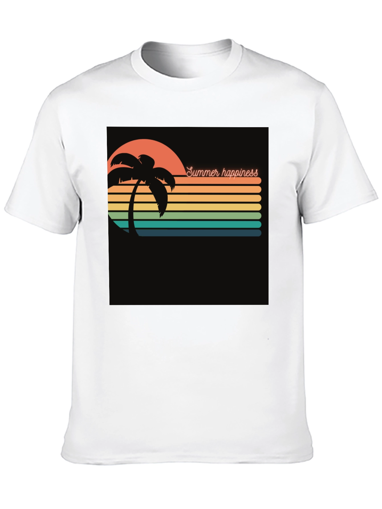 Summer Happiness Graphic Black T-Shirt