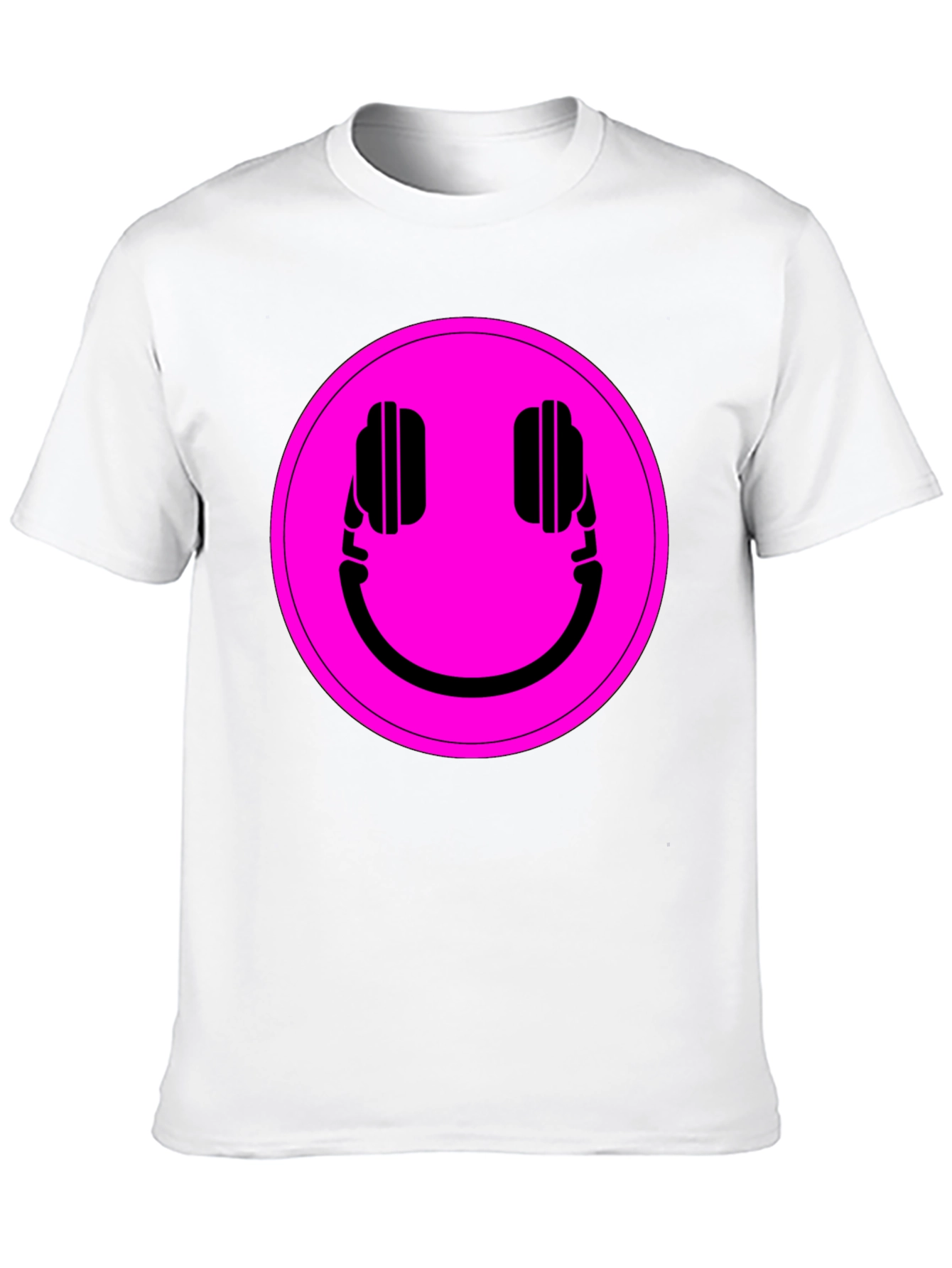 Headphone Smiley Graphic Tee - Black