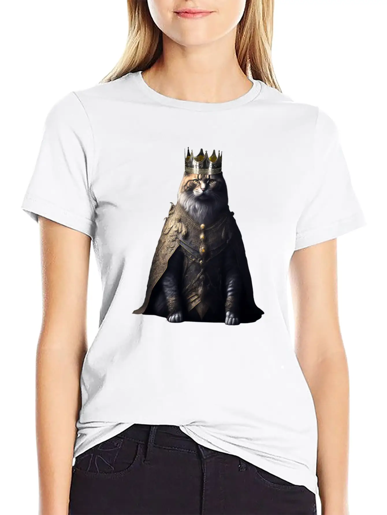 A Cat Dressed As A King Comfortable Minimalist Graphic Tee – Summer Style Essential