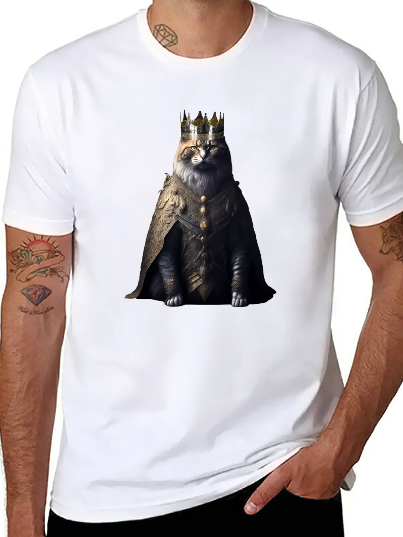 A Cat Dressed As A King Comfortable Minimalist Graphic Tee – Summer Style Essential