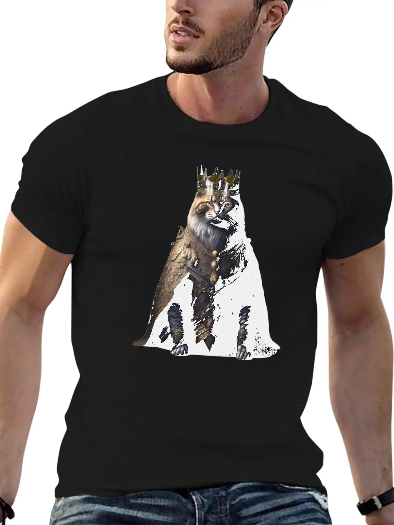 A Cat Dressed As A King Comfortable Minimalist Graphic Tee – Summer Style Essential