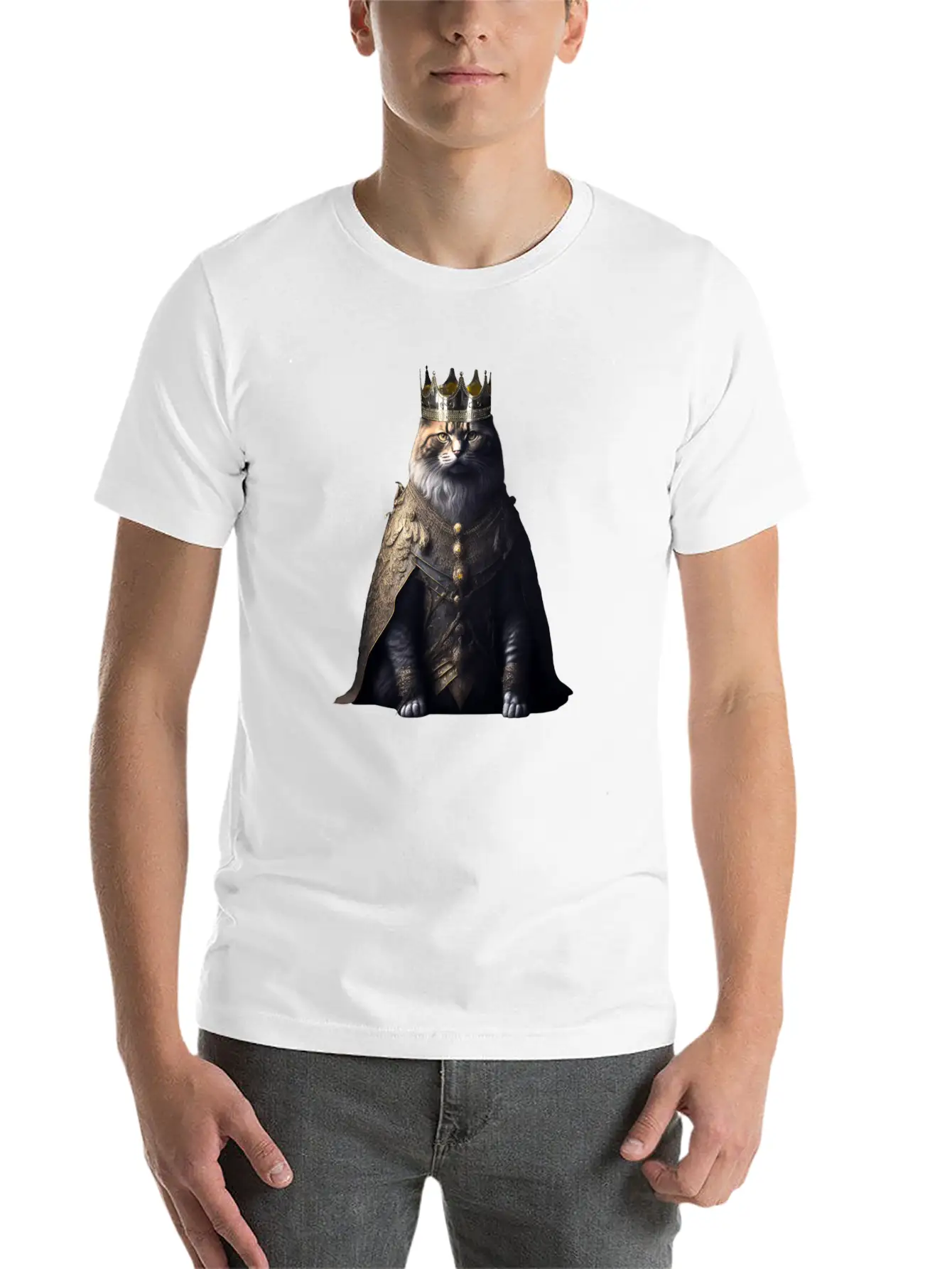A Cat Dressed As A King Comfortable Minimalist Graphic Tee – Summer Style Essential