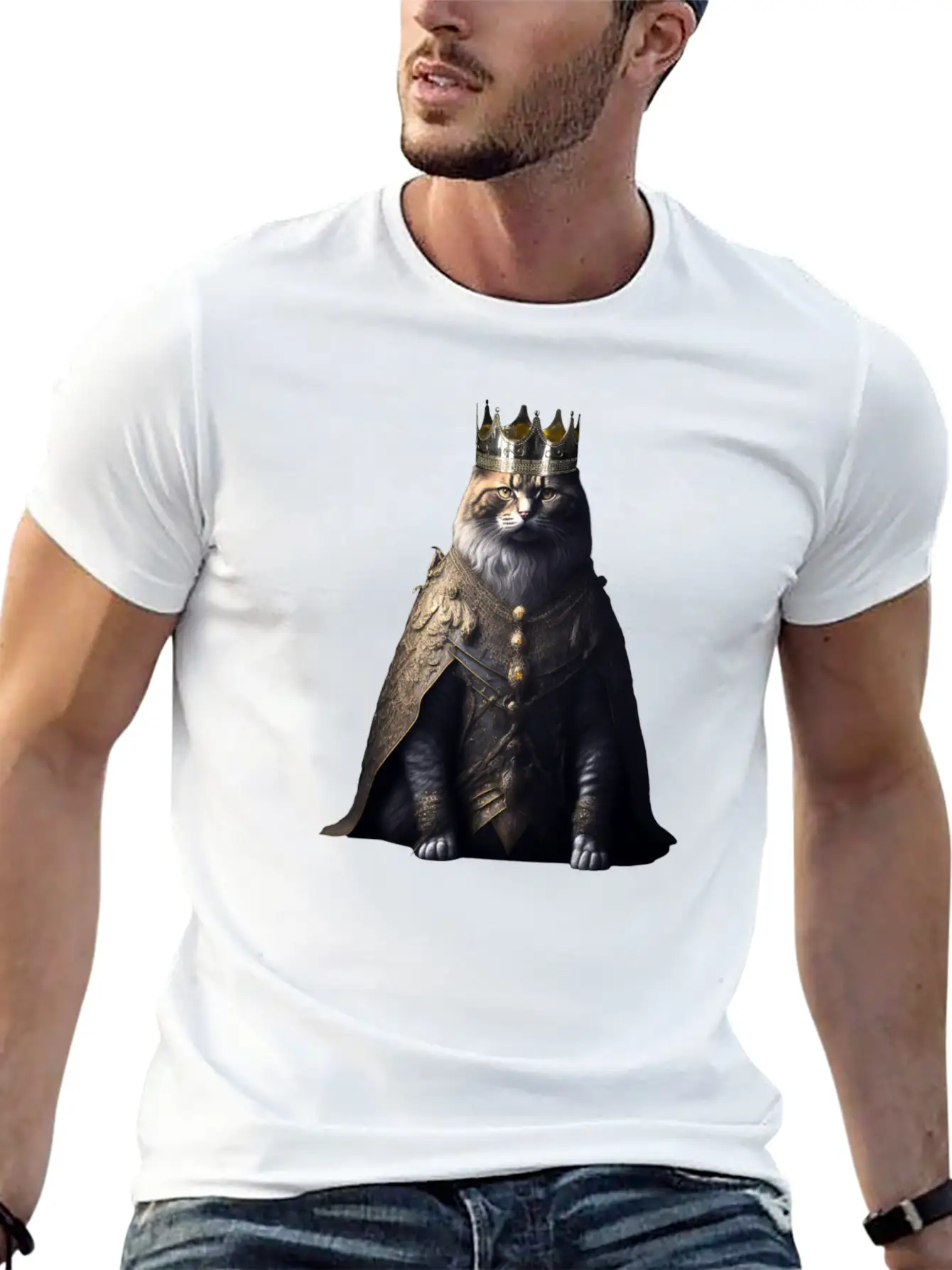 A Cat Dressed As A King Comfortable Minimalist Graphic Tee – Summer Style Essential
