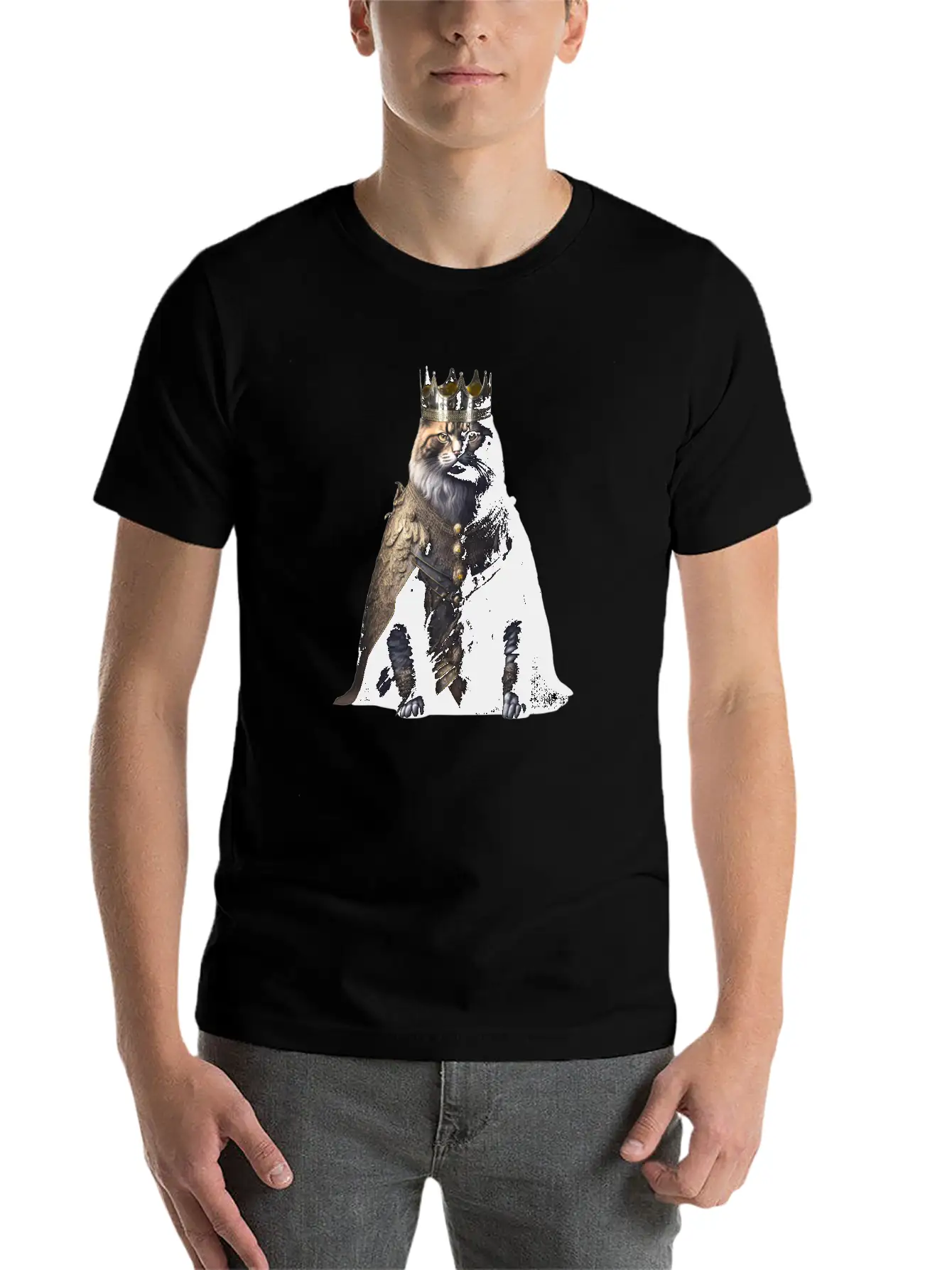 A Cat Dressed As A King Comfortable Minimalist Graphic Tee – Summer Style Essential
