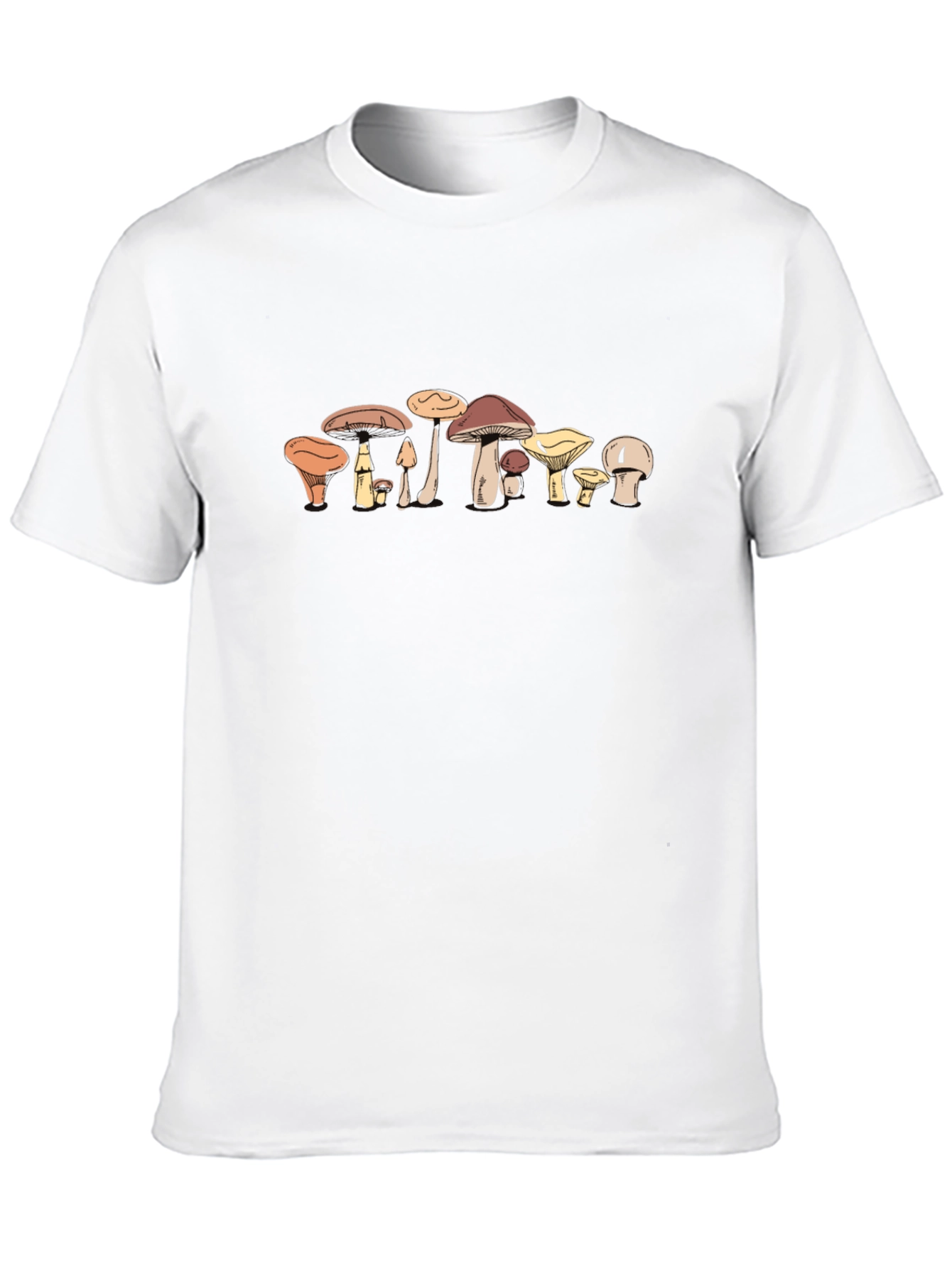 Funky Mushroom Print Black T-Shirt