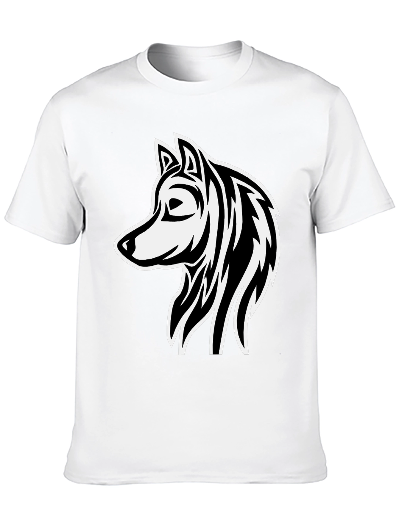 Wolf Graphic Print Black Cotton T-Shirt