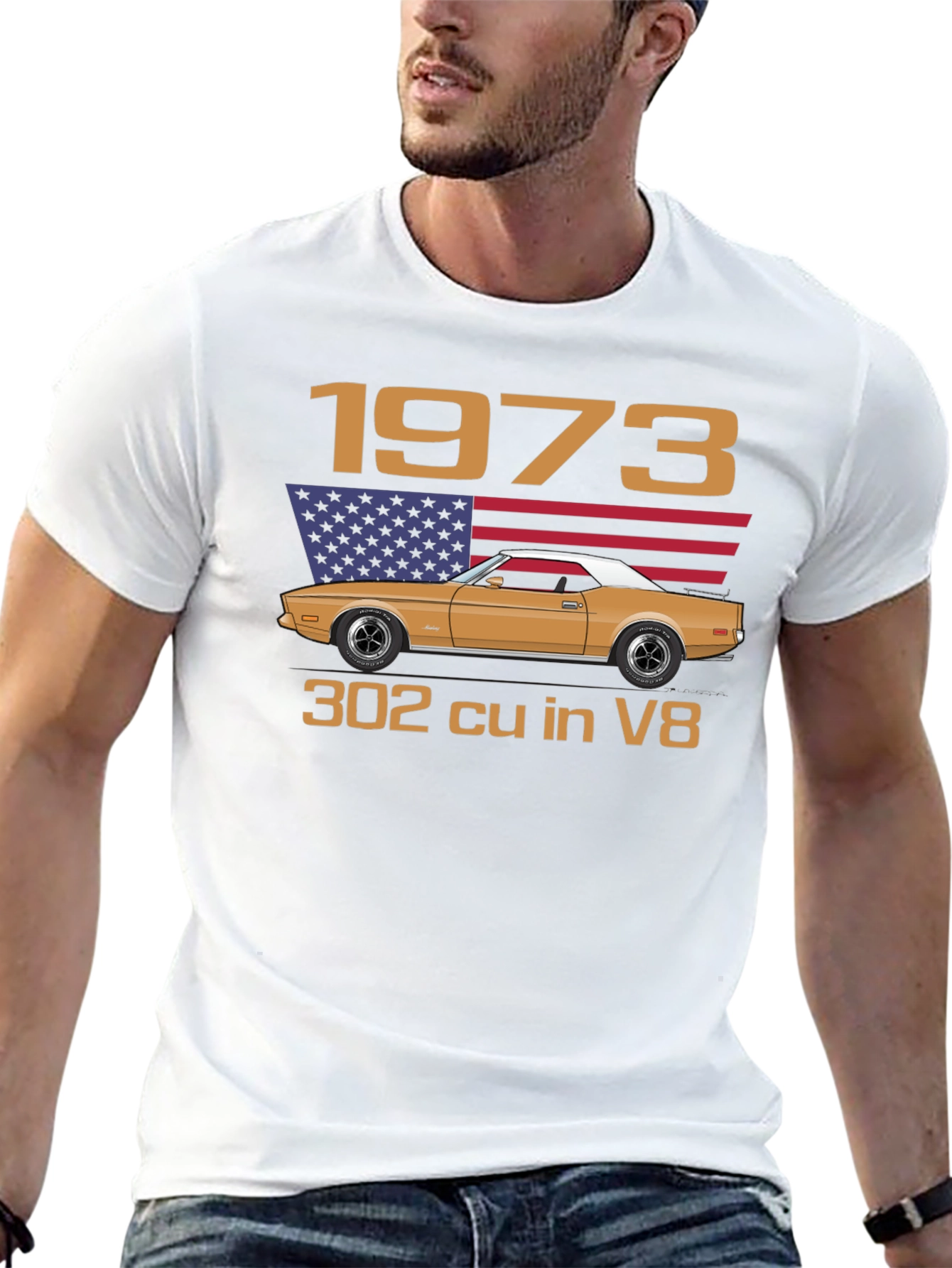 1973 Car Graphic Tee - Classic Automotive Design