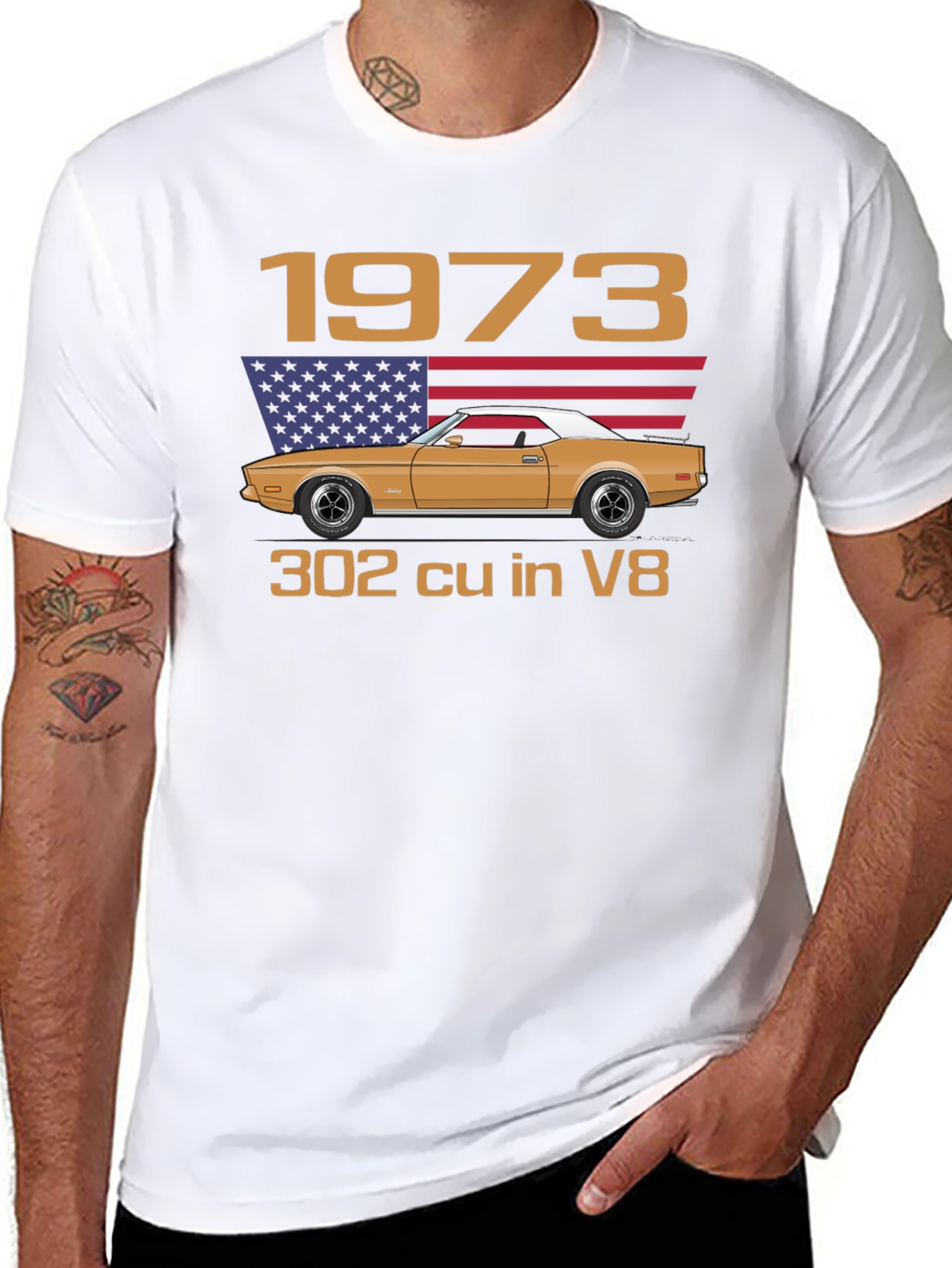 1973 Car Graphic Tee - Classic Automotive Design