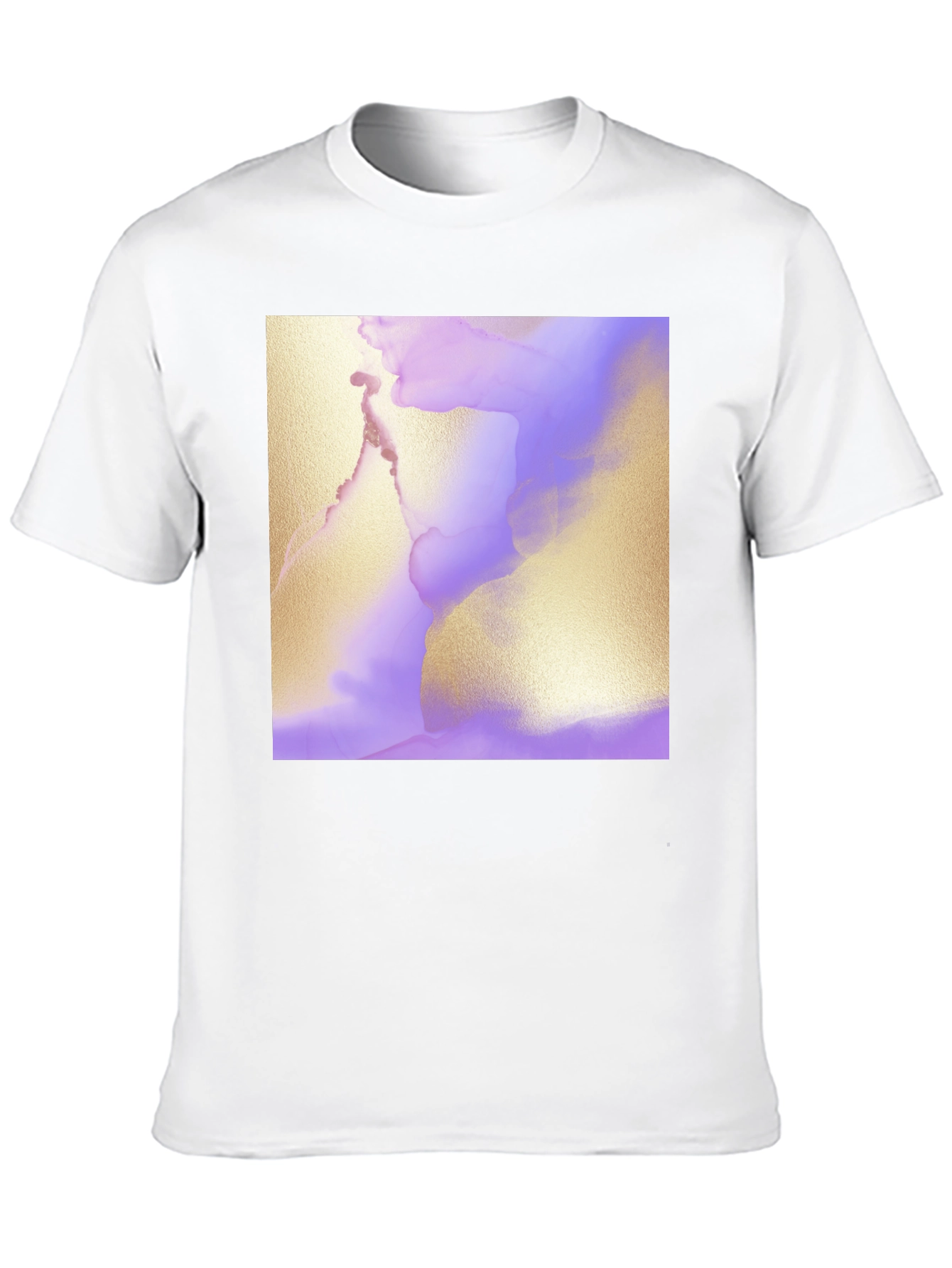 Abstract Art Tee - Gold and Lavender Swirl Design