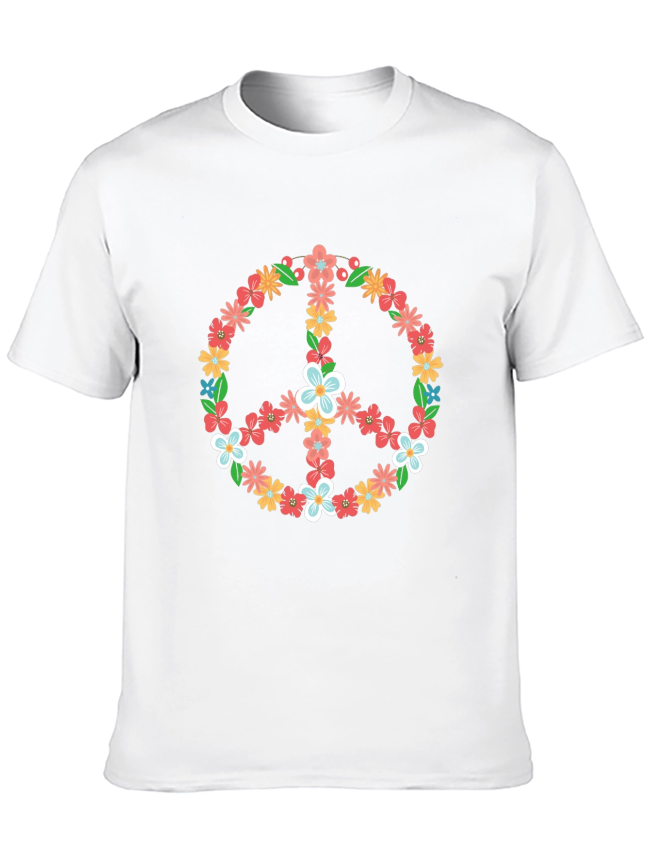 Floral Peace Sign Graphic Tee - Black T-Shirt