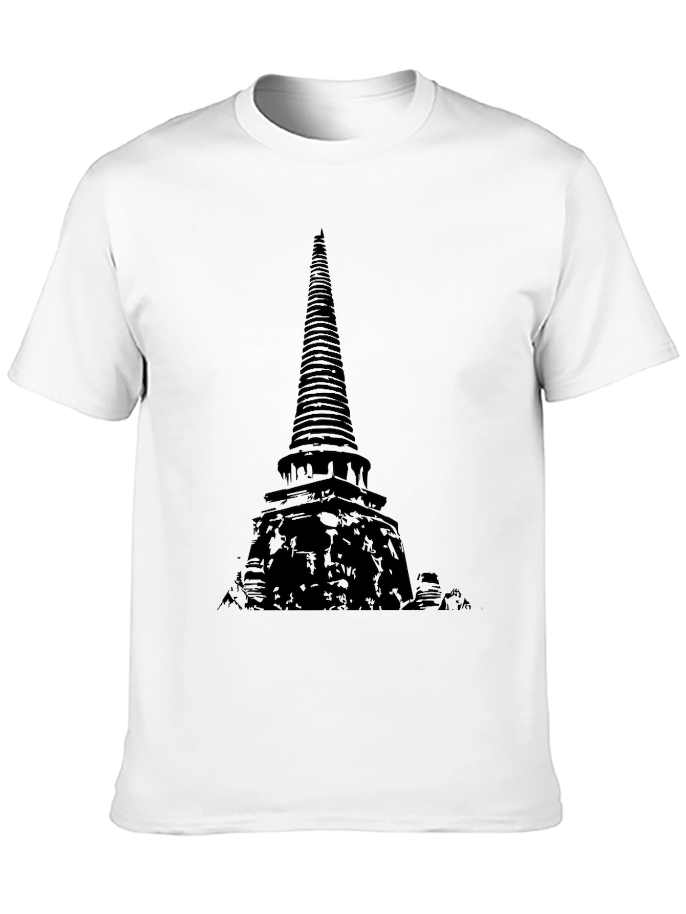 Mens Black Temple Graphic T-Shirt
