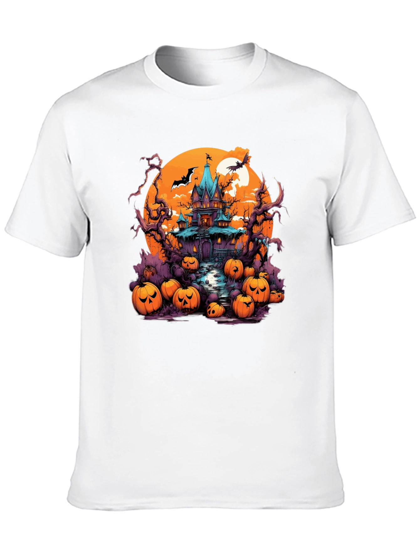 Halloween Haunt T-Shirt: Spooky House Pumpkin Design