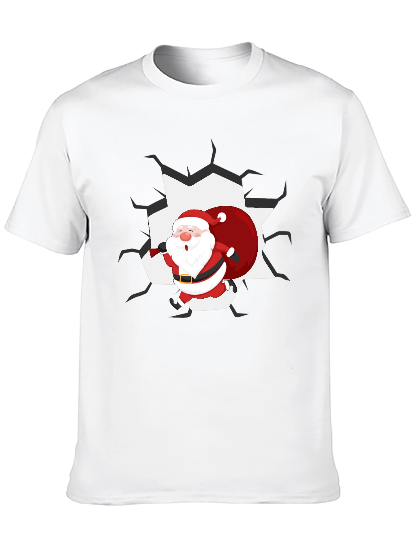 Santa Crashing Through T-Shirt