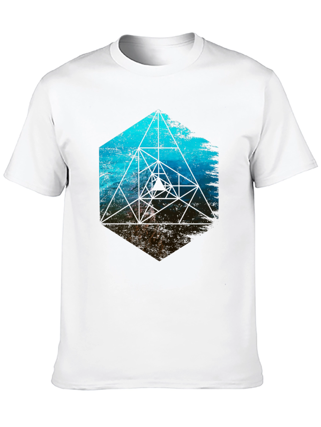 Geometric Ocean Wave T-Shirt - Black
